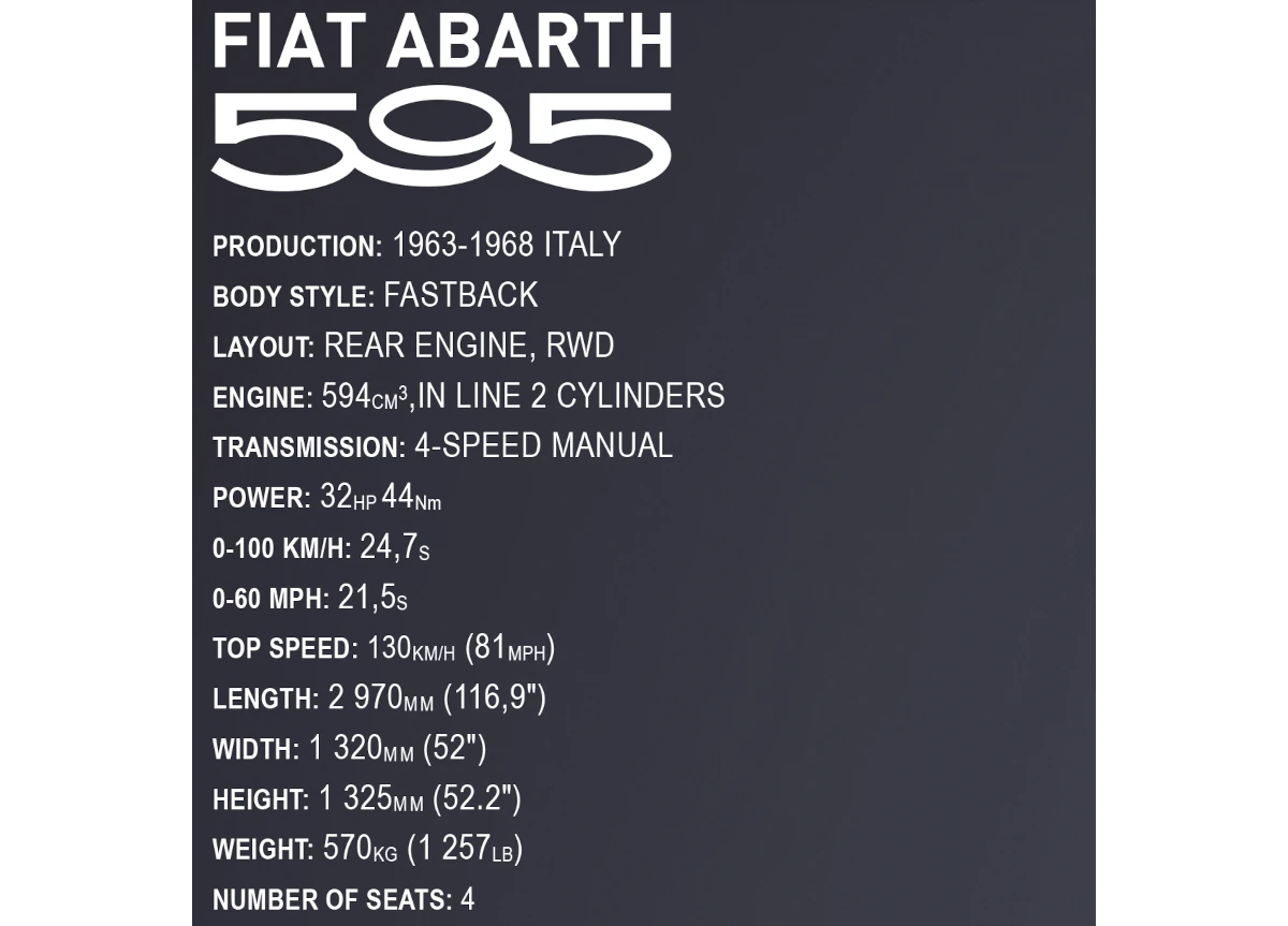 Automobil FIAT ABARTH 595 COBI 24354 1:12
