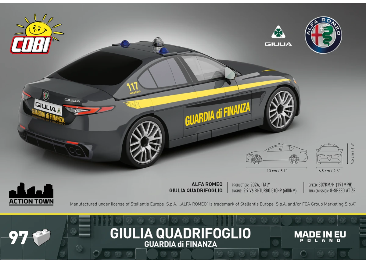 Auto GIULIA Quadrifoglio Guardia di finanza COBI 24657 - Action Town 1:35 