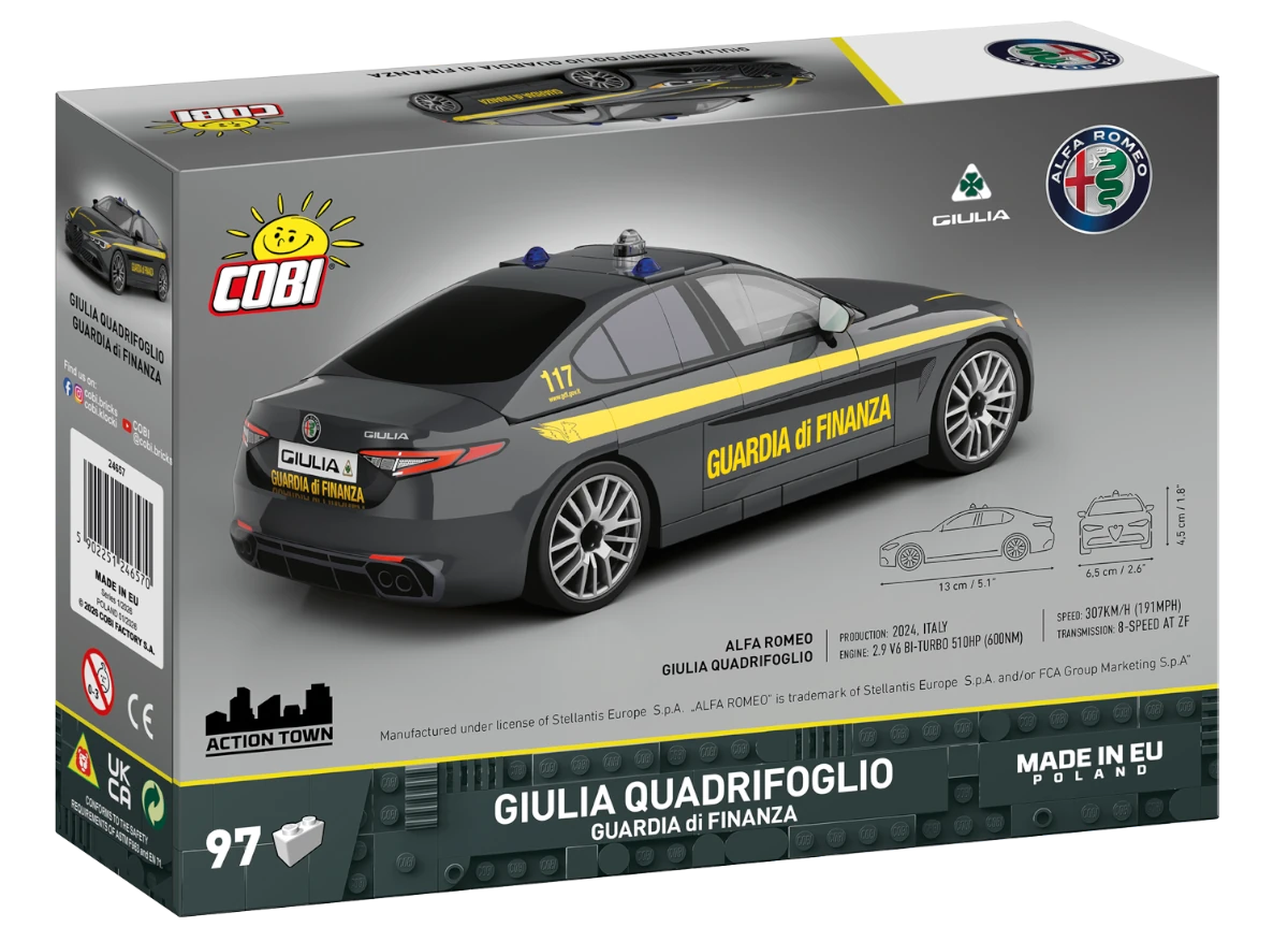 Auto GIULIA Quadrifoglio Guardia di finanza COBI 24657 - Action Town 1:35 