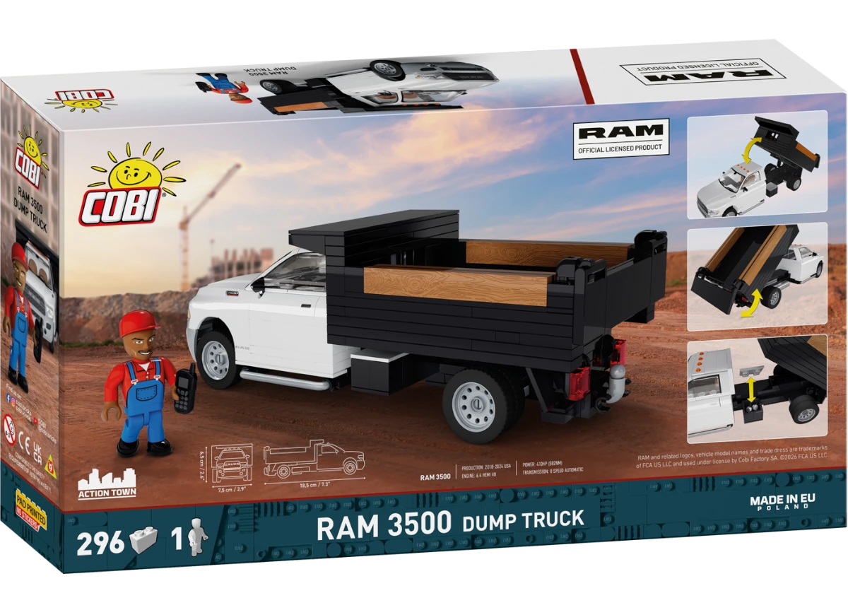 Americký automobil pick-up RAM 3500 Dump Truck COBI 24659 - Action Town 1:35