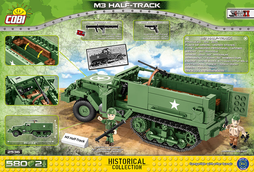 Kolopásové víceúčelové vozidlo M3 Half-track COBI 2536 - World War II