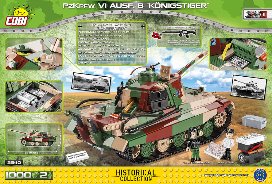 Německý těžký tank PzKpfW VI ausf. B KÖNIGSTIGER (Tiger II P) COBI 2540 - World War II