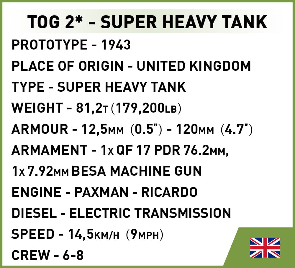 Britský supertěžký tank TOG2 COBI 2544 - World War II