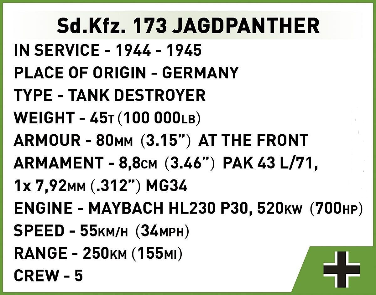 Německý těžký stíhač tanků Sd.Kfz. 173 JAGDPANTHER COBI 2573 - Limited Edition WWII