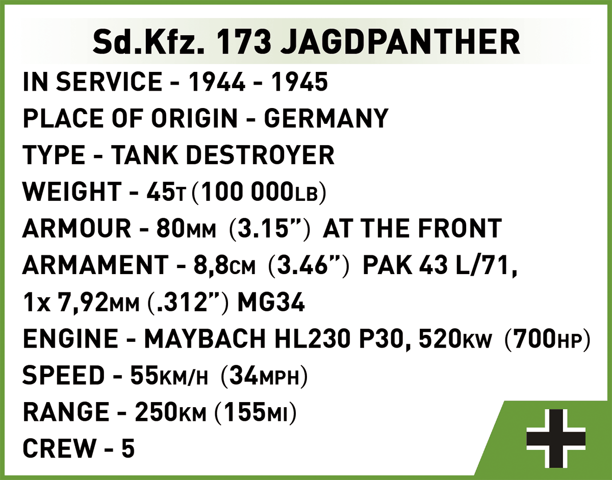 German heavy tank destroyer Sd.Kfz. 173 JAGDPANTHER COBI 2573 - Limited Edition WWII - kopie