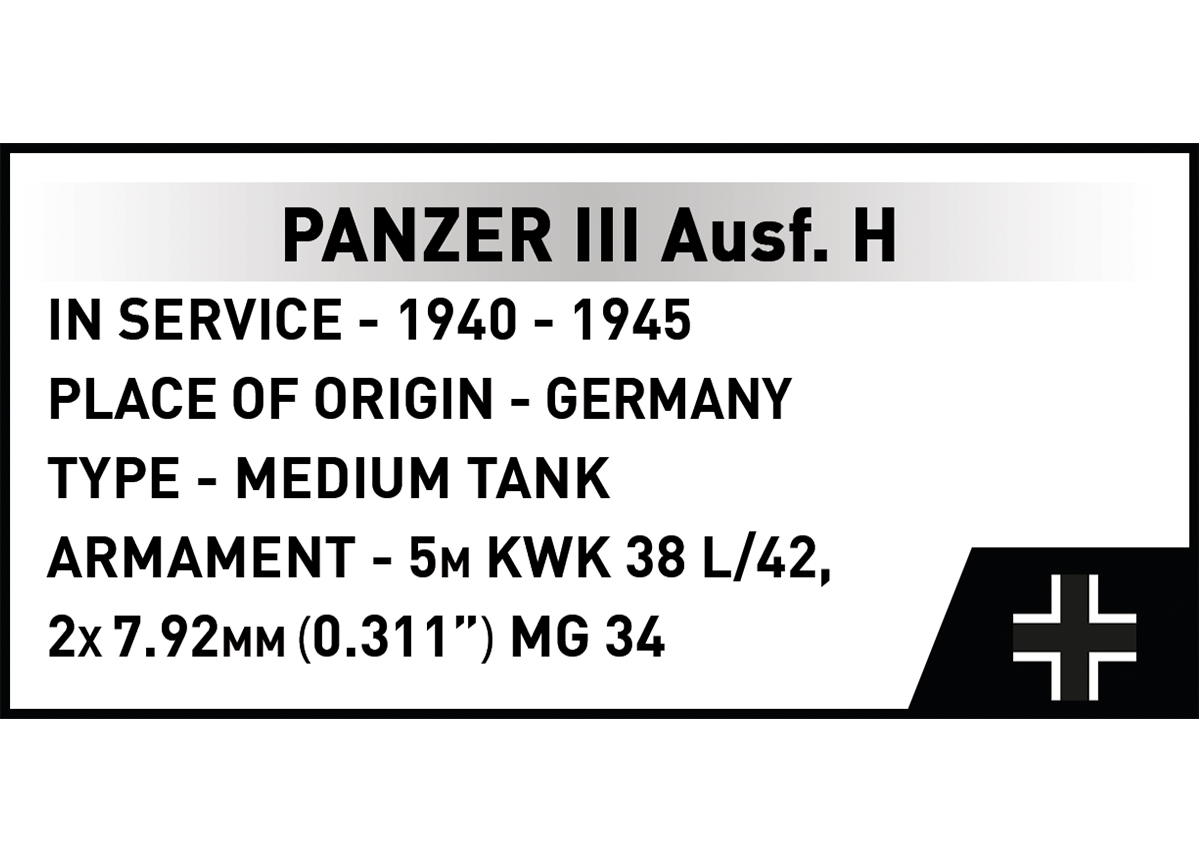 Německý střední tank Panzer III Ausf. H COBI 2672 World War II 1:28