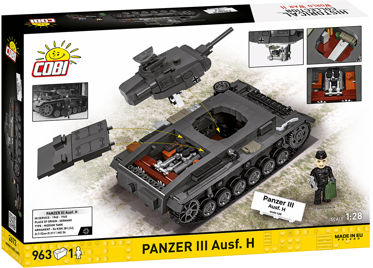 Německý střední tank Panzer III Ausf. H COBI 2672 World War II 1:28