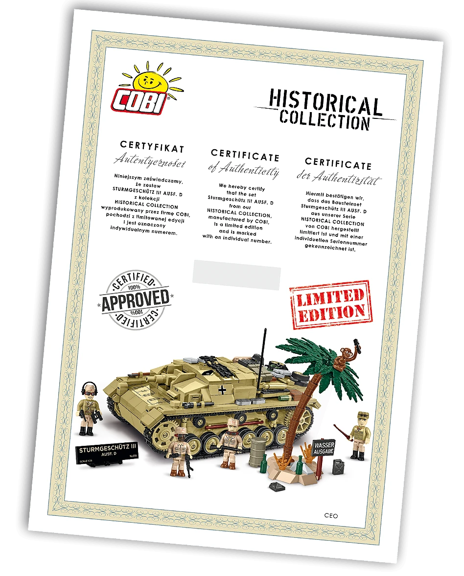 Německé samohybné útočné dělo Sturmgeschütz III Ausf.D COBI 2675 - Limited Edition WW II 1:28