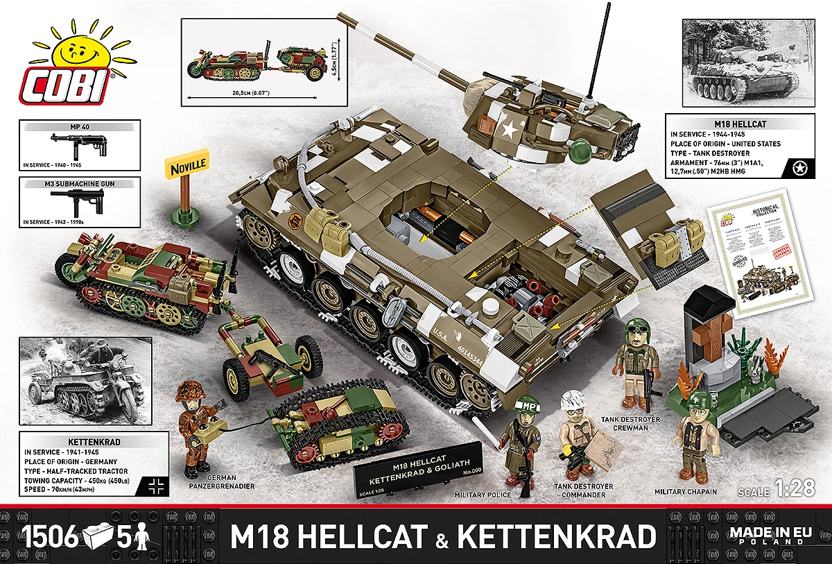 Americký lehký stíhač tanků M18 Hellcat & Kettenkrad COBI 2678 - Limited Edition WW II 1:28