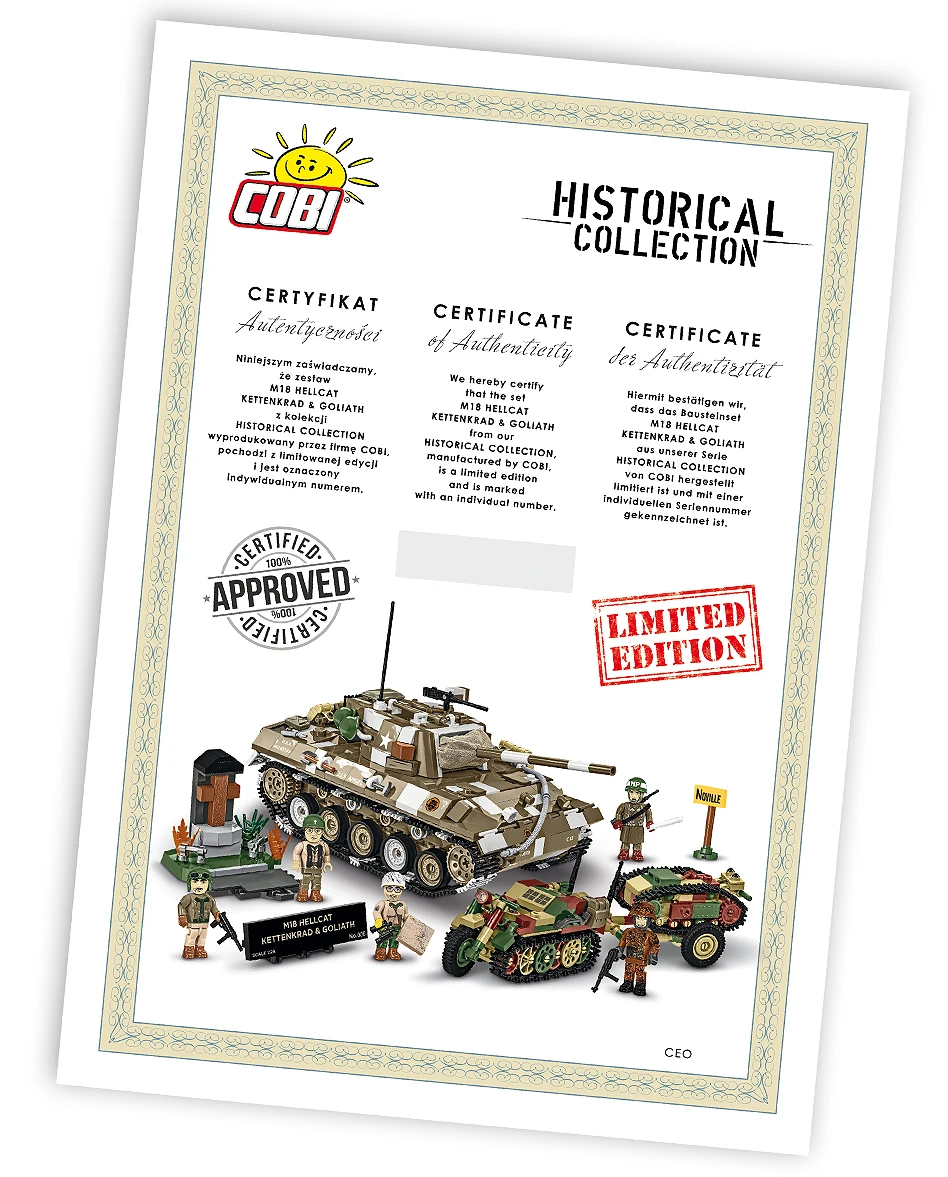 Americký lehký stíhač tanků M18 Hellcat & Kettenkrad COBI 2678 - Limited Edition WW II 1:28