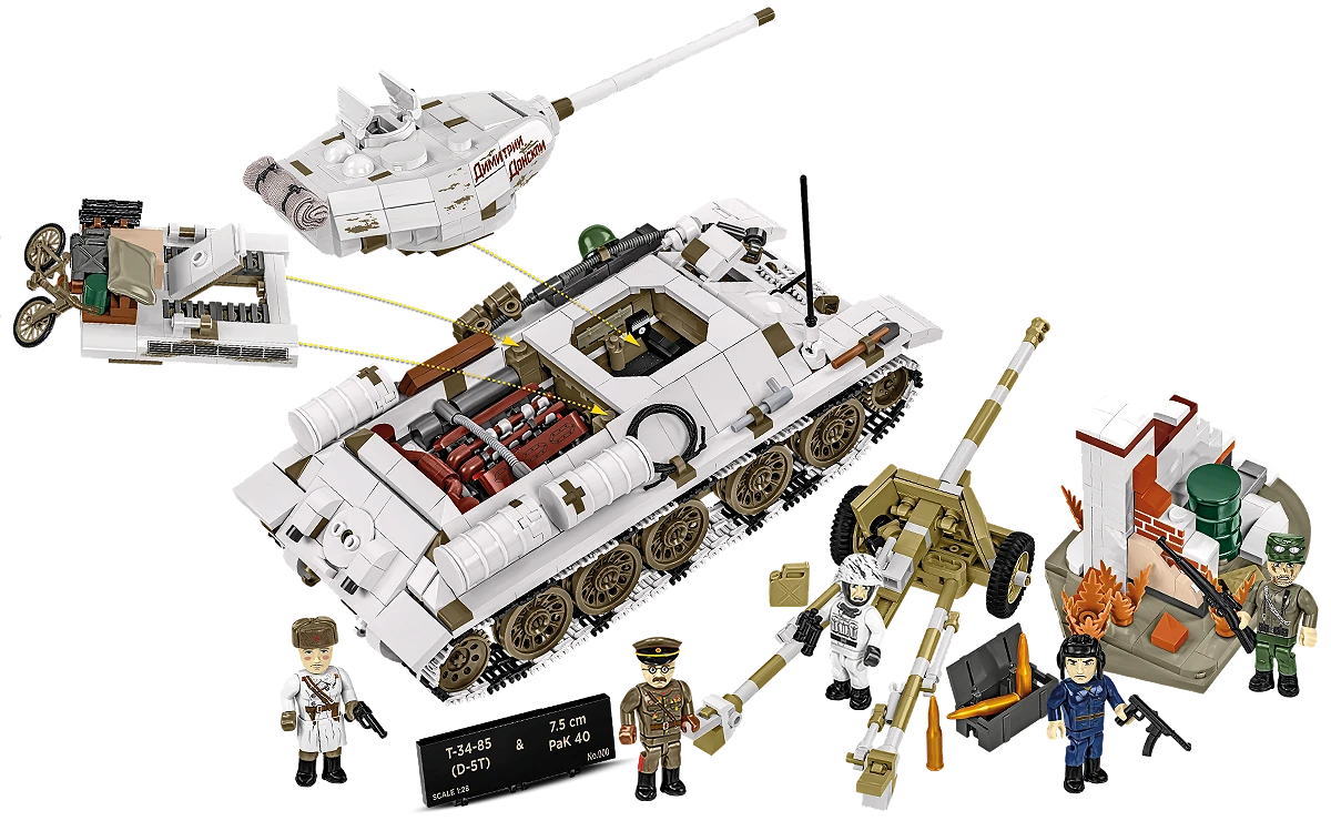 Ruský střední tank T-34-85 & 7.5 PaK 40 COBI 2682 - Limited Edition WW II 1:12