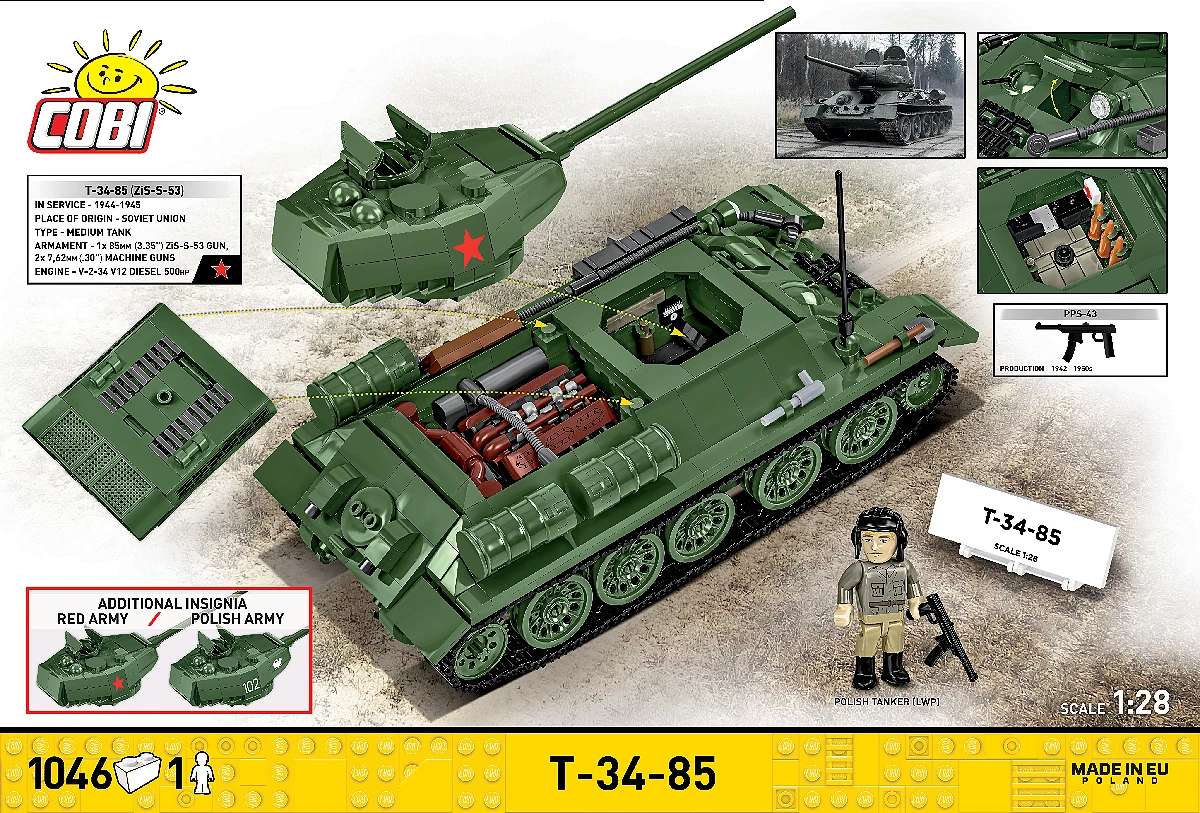 Ruský střední tank T-34-85 COBI 2683 - World War II 1:28