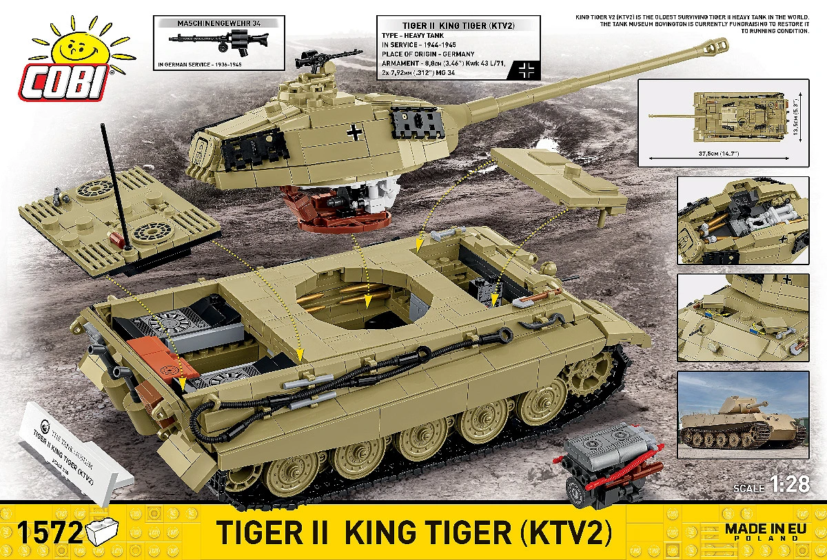 Německý těžký tank Tiger II King Tiger (KTV2) COBI 2686 - World War II 1:28