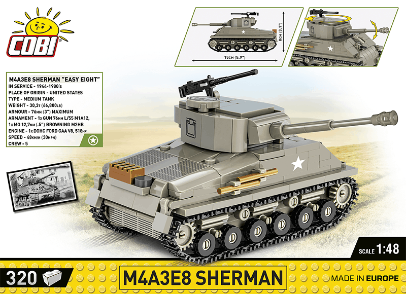 Americký tank Sherman M4A3E8 COBI 2711 - World War II