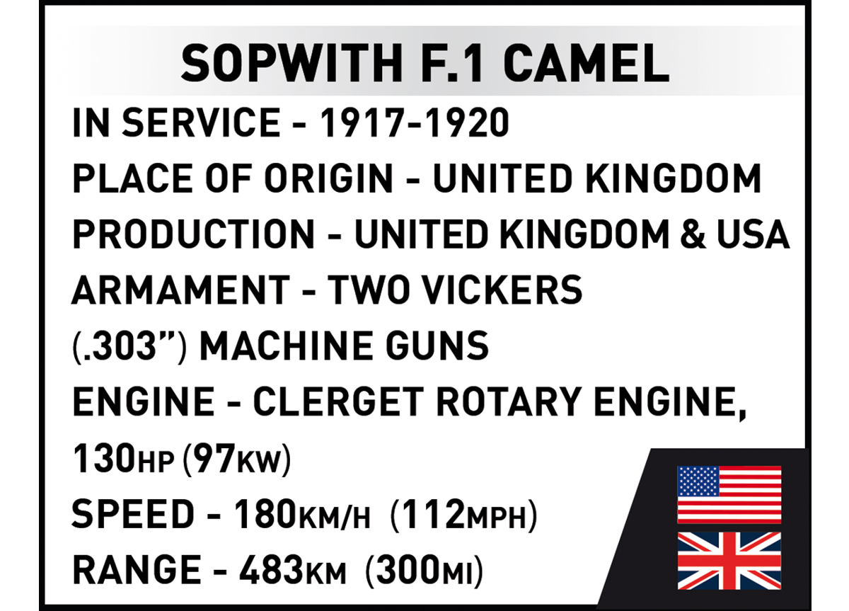Britský dvouplošný stíhací letoun Sopwith F.1 CAMEL COBI 2999 - Great War  1:32