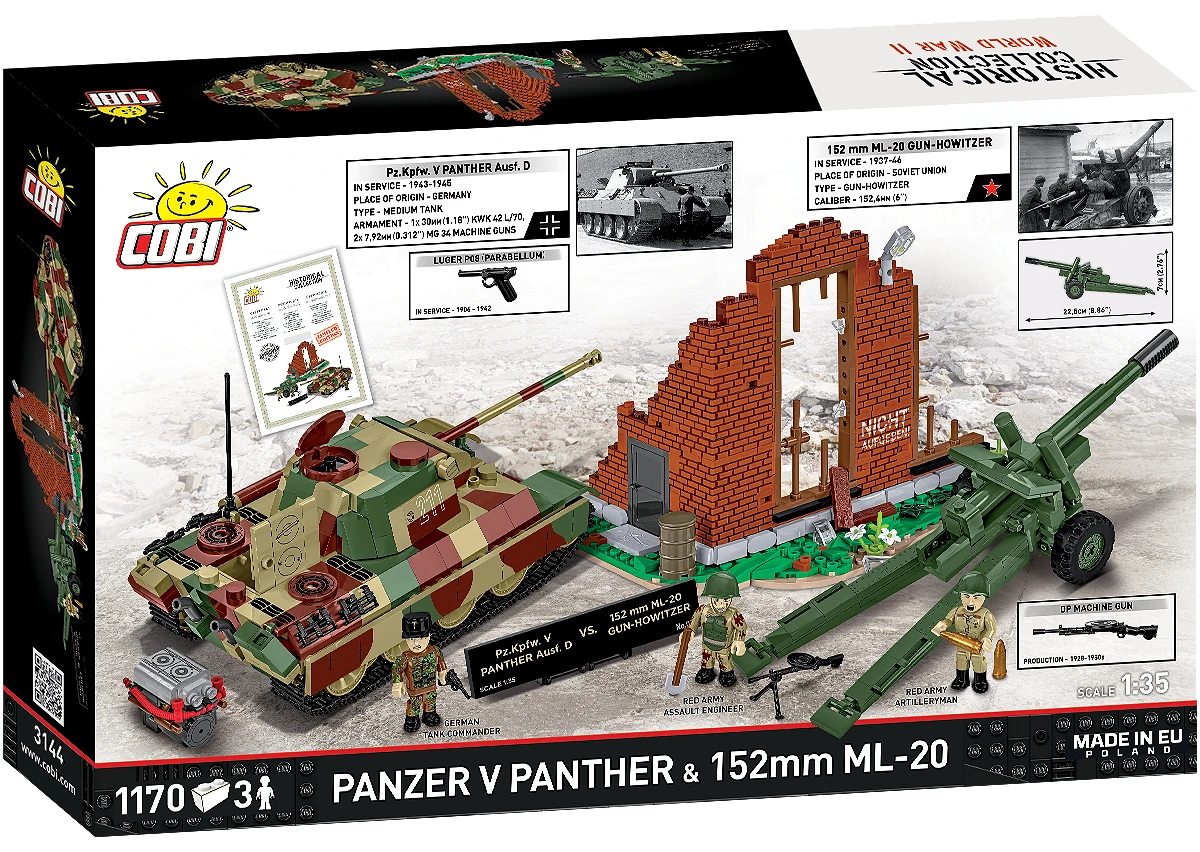 Německý tank Panzer V Panther & ruské dělo 152mm ML-20 COBI 3144 - Limited Edition WW II 1:35