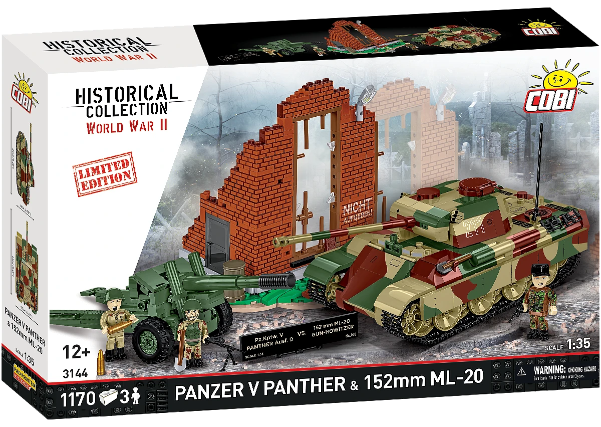 Německý tank Panzer V Panther & ruské dělo 152mm ML-20 COBI 3144 - Limited Edition WW II 1:35