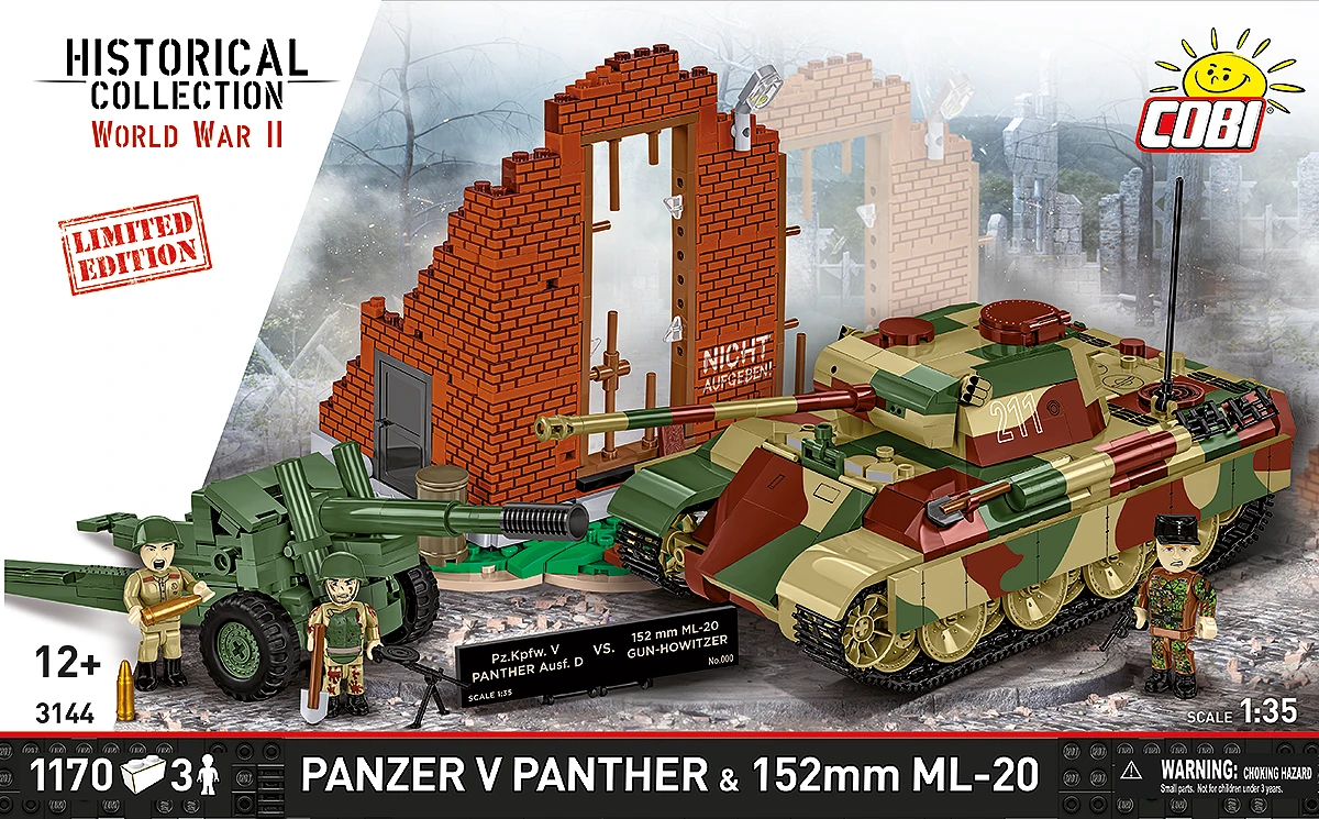 Německý tank Panzer V Panther & ruské dělo 152mm ML-20 COBI 3144 - Limited Edition WW II 1:35