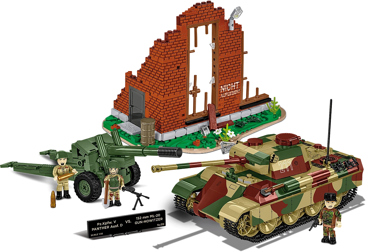 Německý tank Panzer V Panther & ruské dělo 152mm ML-20 COBI 3144 - Limited Edition WW II 1:35