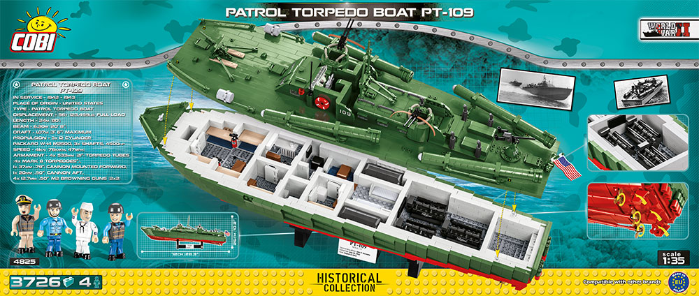 Cobi 4825 1:35 WWII Patrol Torpedo Boat PT-1 Historical Collection