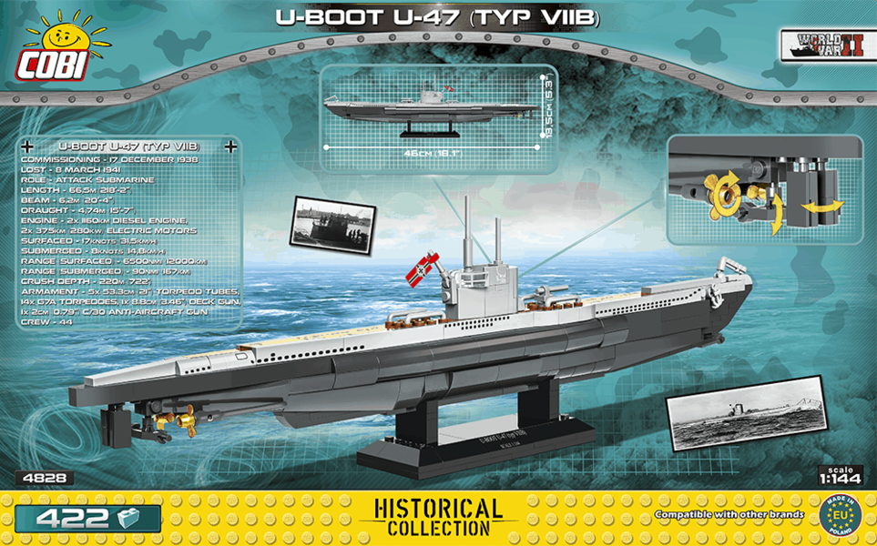 Německá ponorka U-Boot U 47 typ VIIB COBI 4828 - World War II