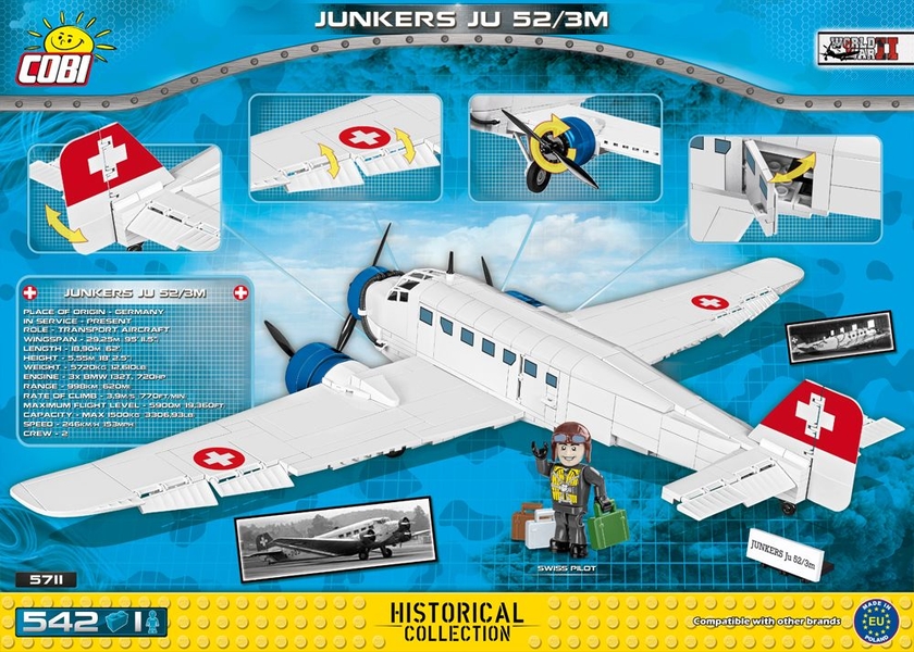 Německý dopravní letoun Junkers JU 52/3M  COBI 5711 - World War II
