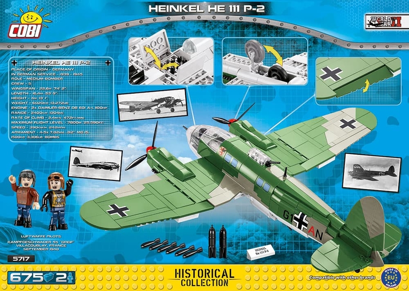 Německý střední bombardér HEINKEL HE 111 P-2 WW COBI 5534 - World War II
