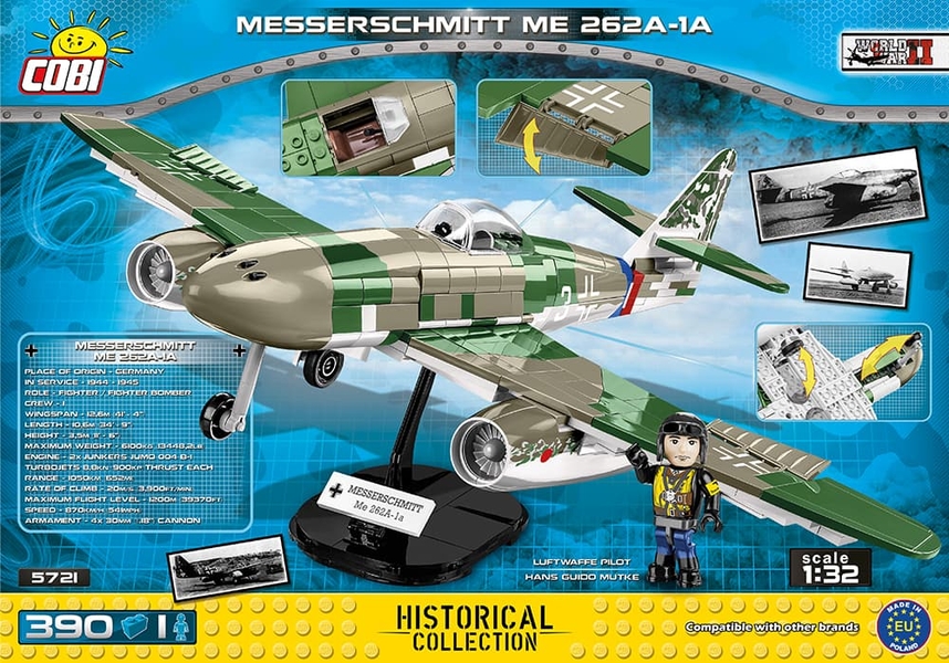 Německý proudový stíhací letoun MESSERSCHMITT ME 262A -1A COBI 5721 - World War II
