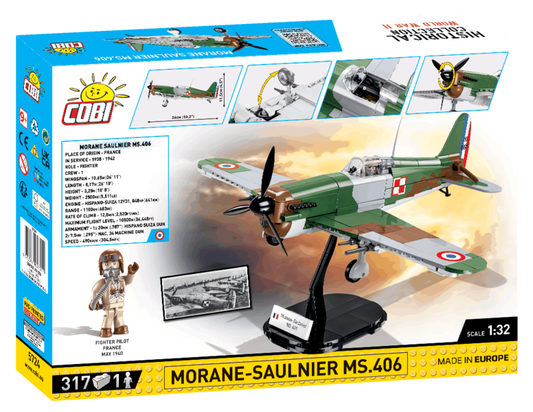 Francouzský stíhací letoun Morane-Saulnier MS.406 COBI 5724 - World War II