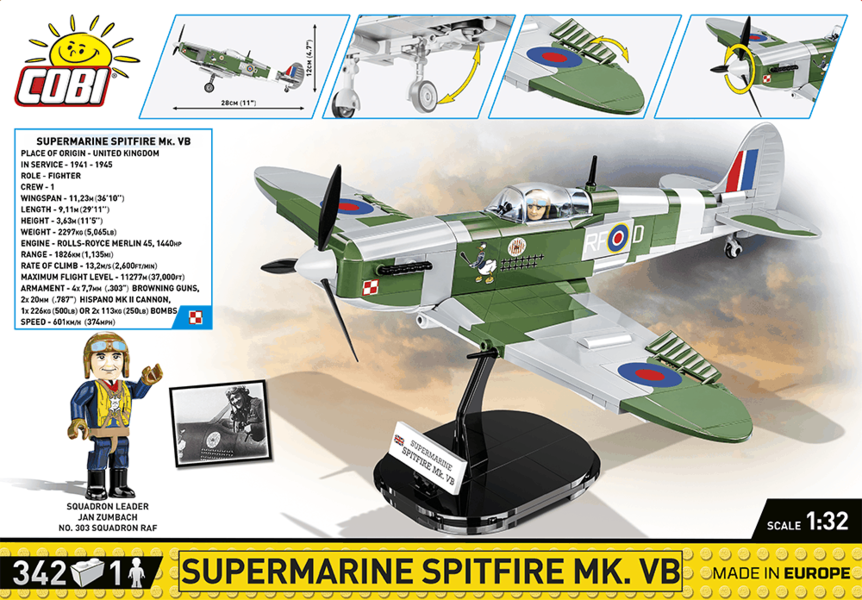 Stíhací letoun Supermarine Spitfire MK.VB COBI 5708 - World War II - kopie