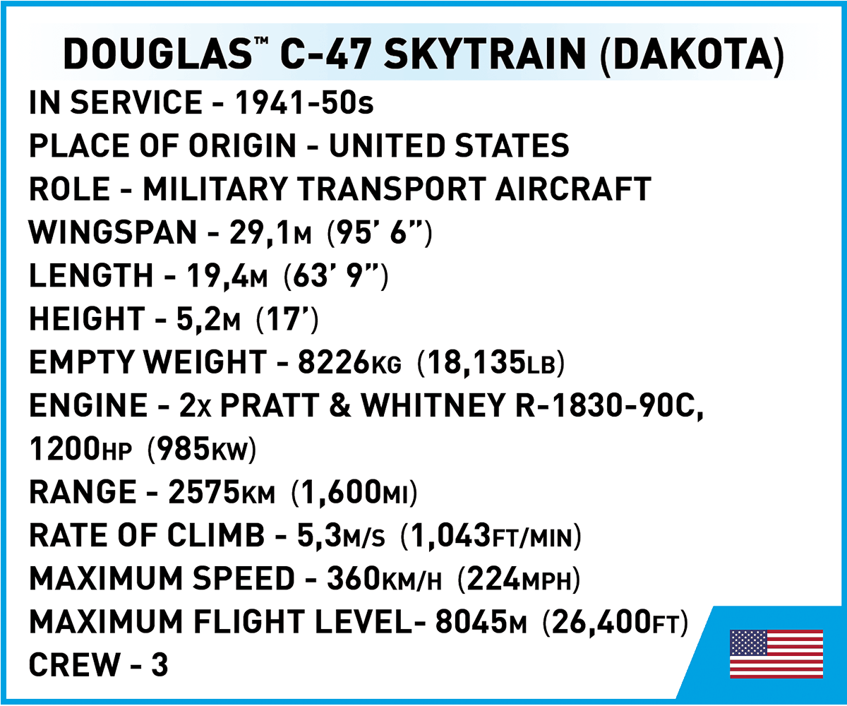 Airliner Douglas C-47 Skytrain Dakota COBI 5701 - World War II - kopie