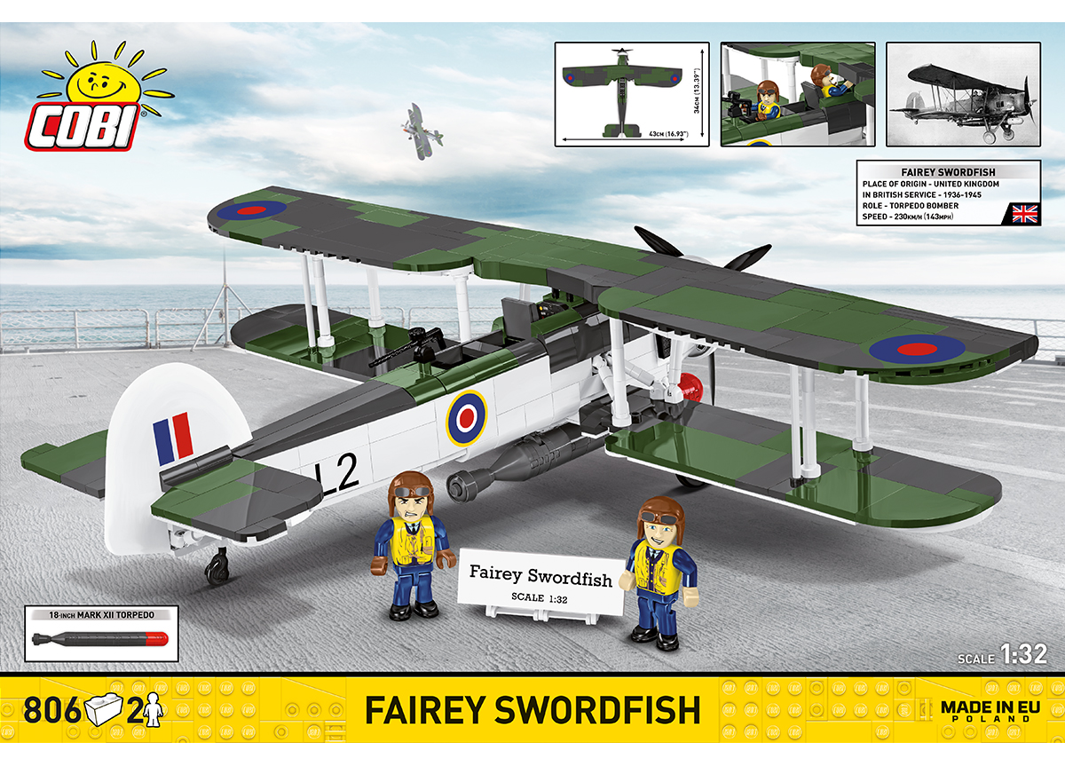 Britský torpédový palubní letoun Fairey Swordfish COBI 5770 - World War II 1:32