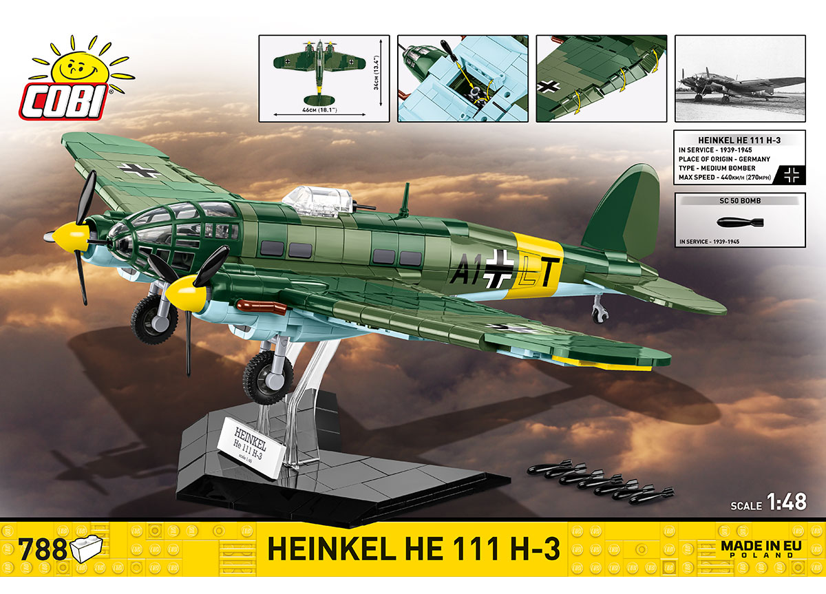 Německý střední bombardér HEINKEL HE 111 H-3 COBI 5772 - World War II 1:48