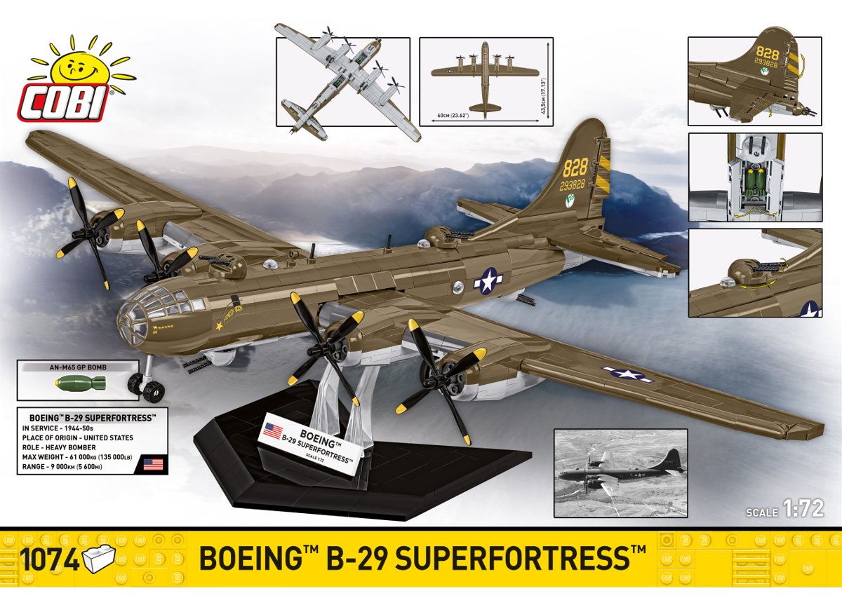 Americký těžký bombardovací letoun Boeing B-29 Superfortress COBI 5774 - World War II 1:72