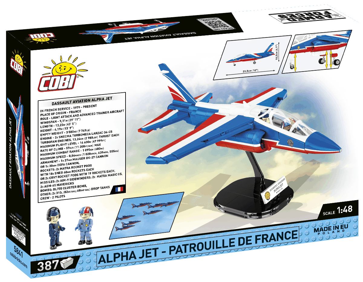 Francouzský lehký bitevní letoun Dassault Alpha JET Patrouille de France COBI 5841 - Armed Forces