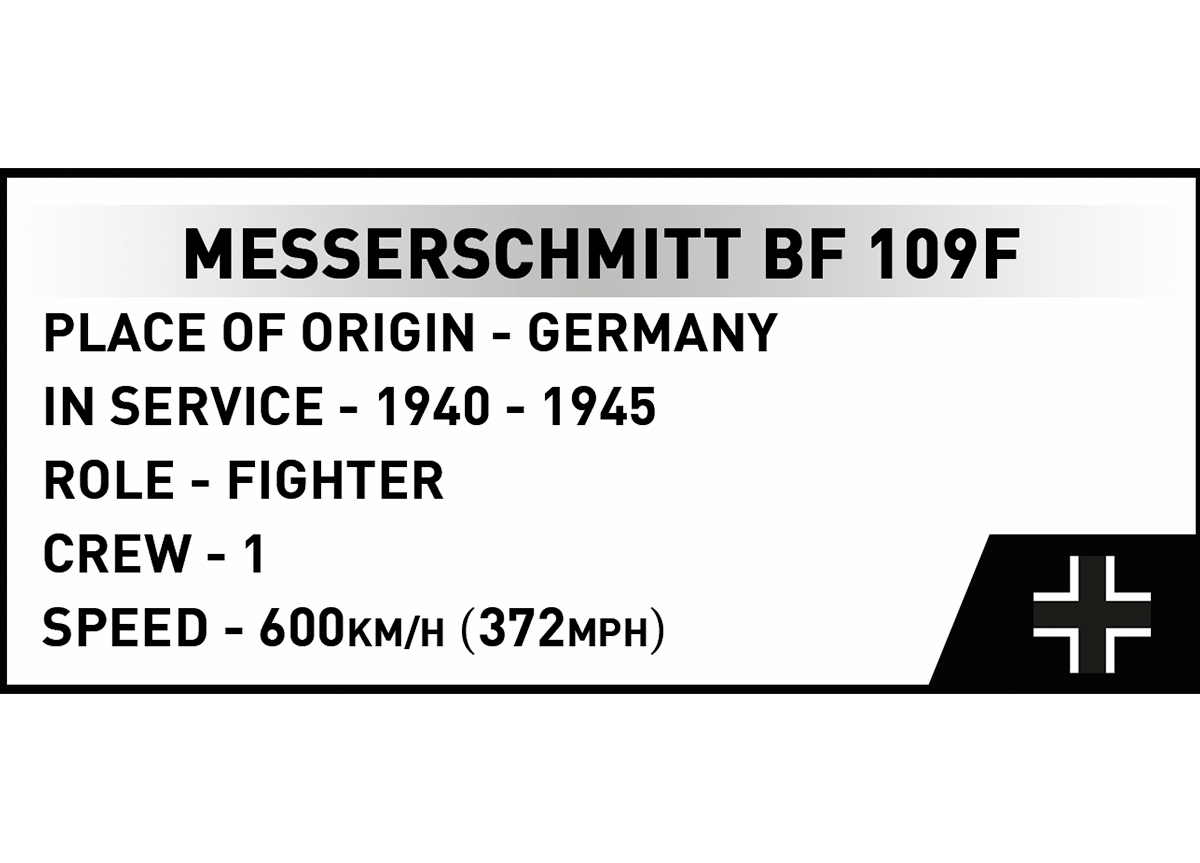Německý stíhací letoun Messerschmitt BF 109F COBI 5873 - World War II 1:48