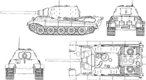 Technický nákres německého tanku Jagdtiger COBI 2673