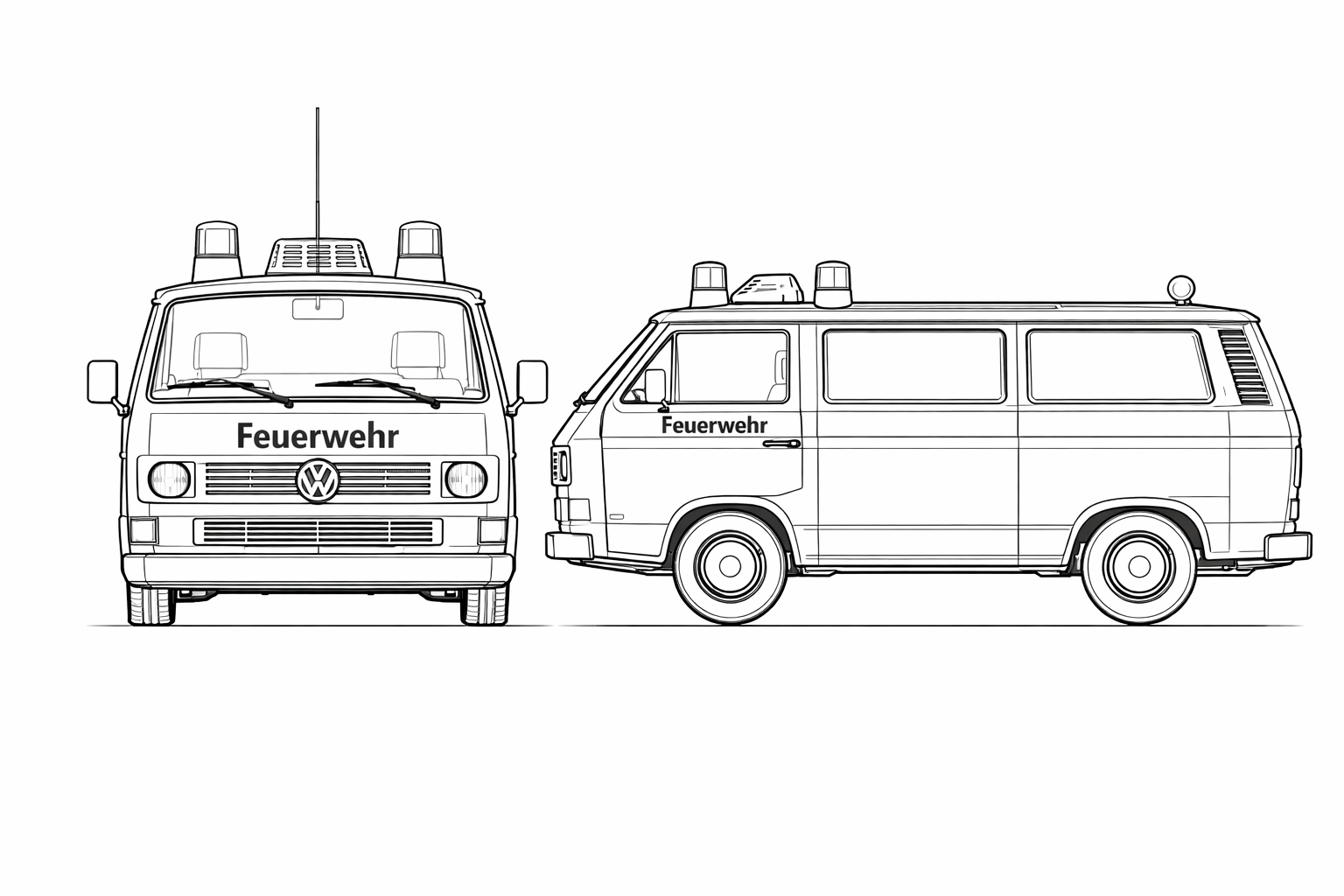 Volkswagen T3 Feuerwehr drawing COBI 24635 | Cobishop.cz