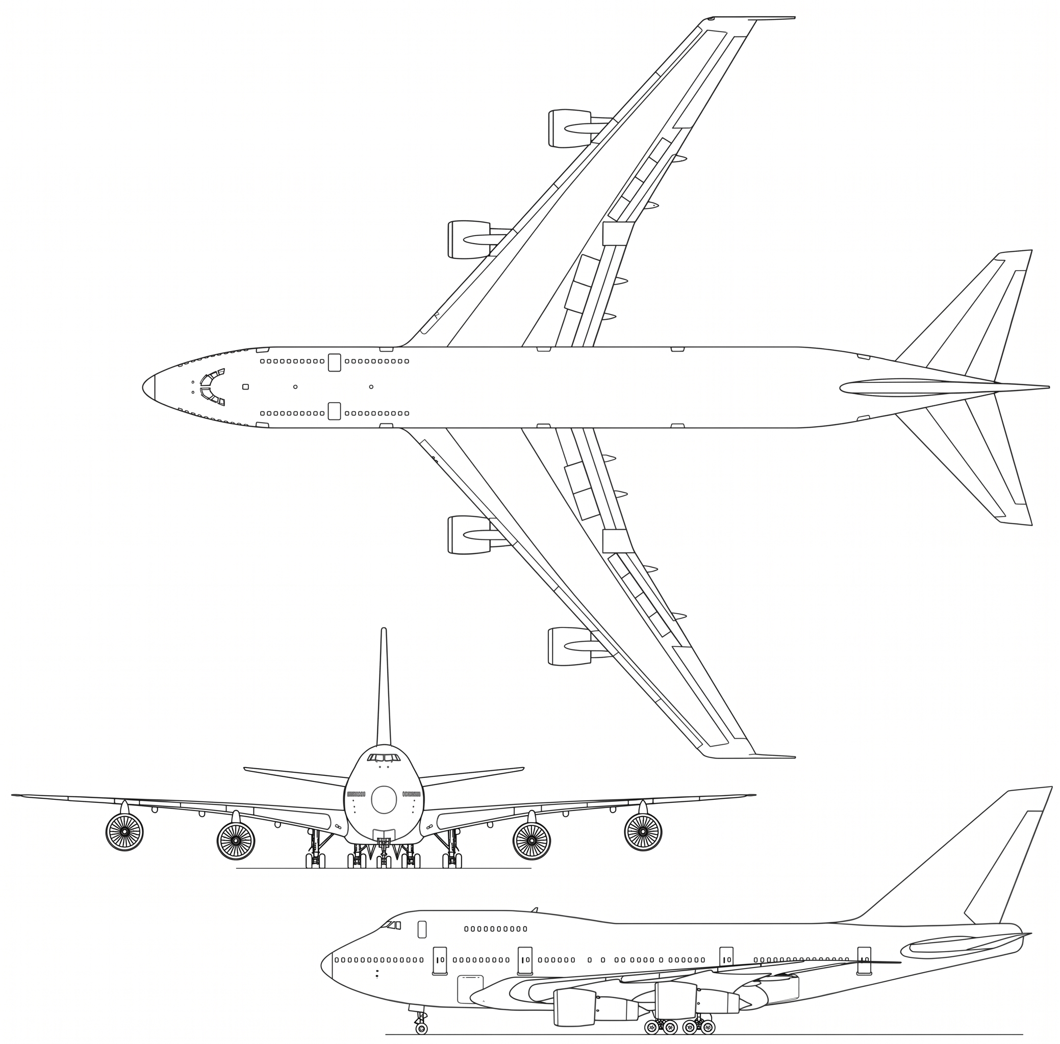 Technický nákres letadla Boeing 747 COBI 26610A