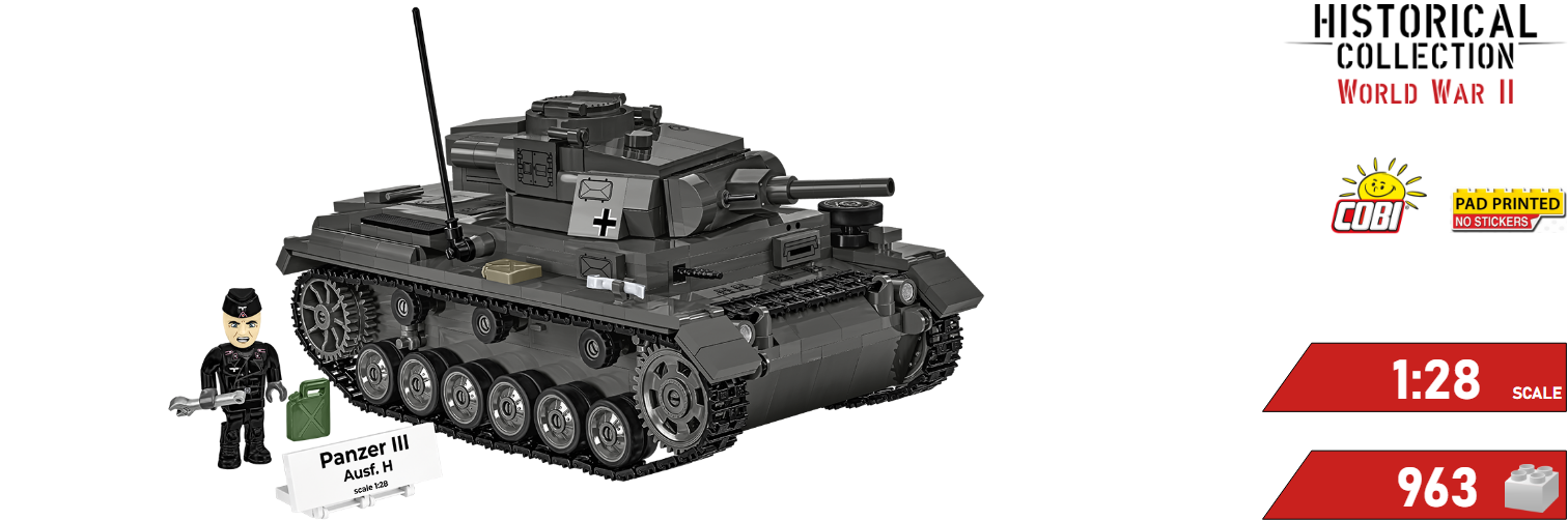 Sestavený model tanku Panzer III COBI 2672