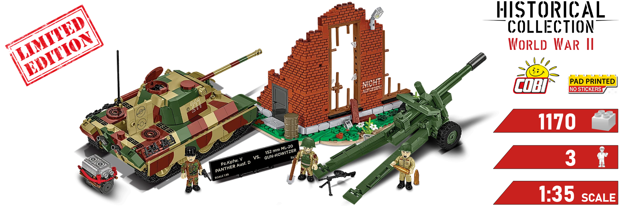 Stavebnice tanku Panther a děla ML-20 COBI 3144