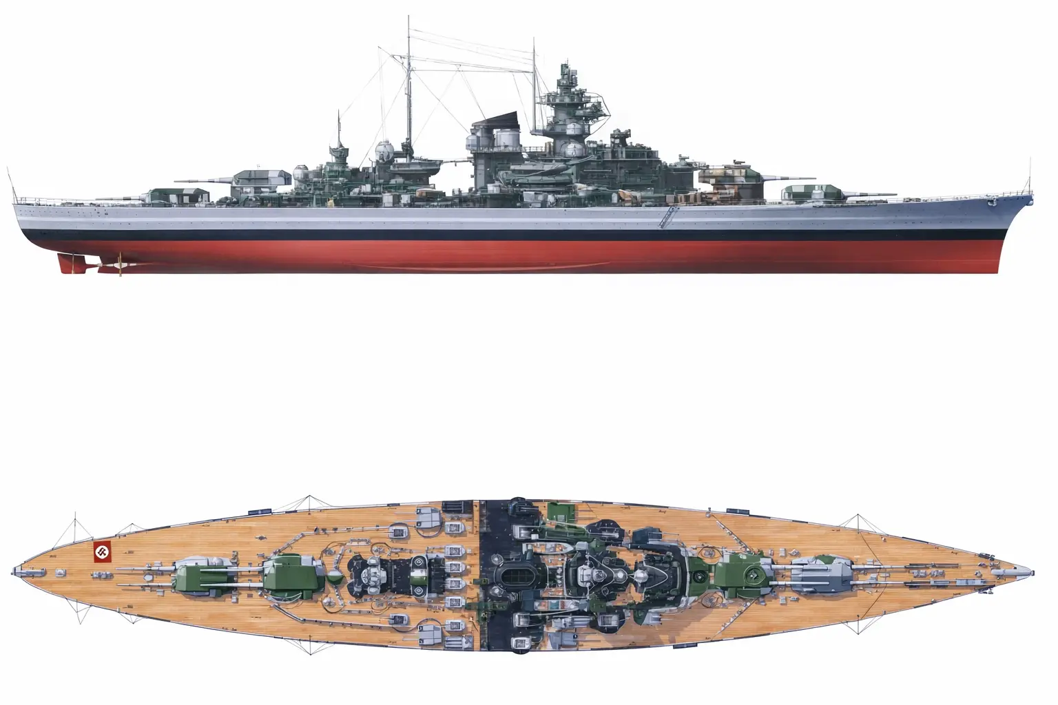 Nákres německé bitevní lodě Tirpitz COBI 4853 | COBIshop.cz