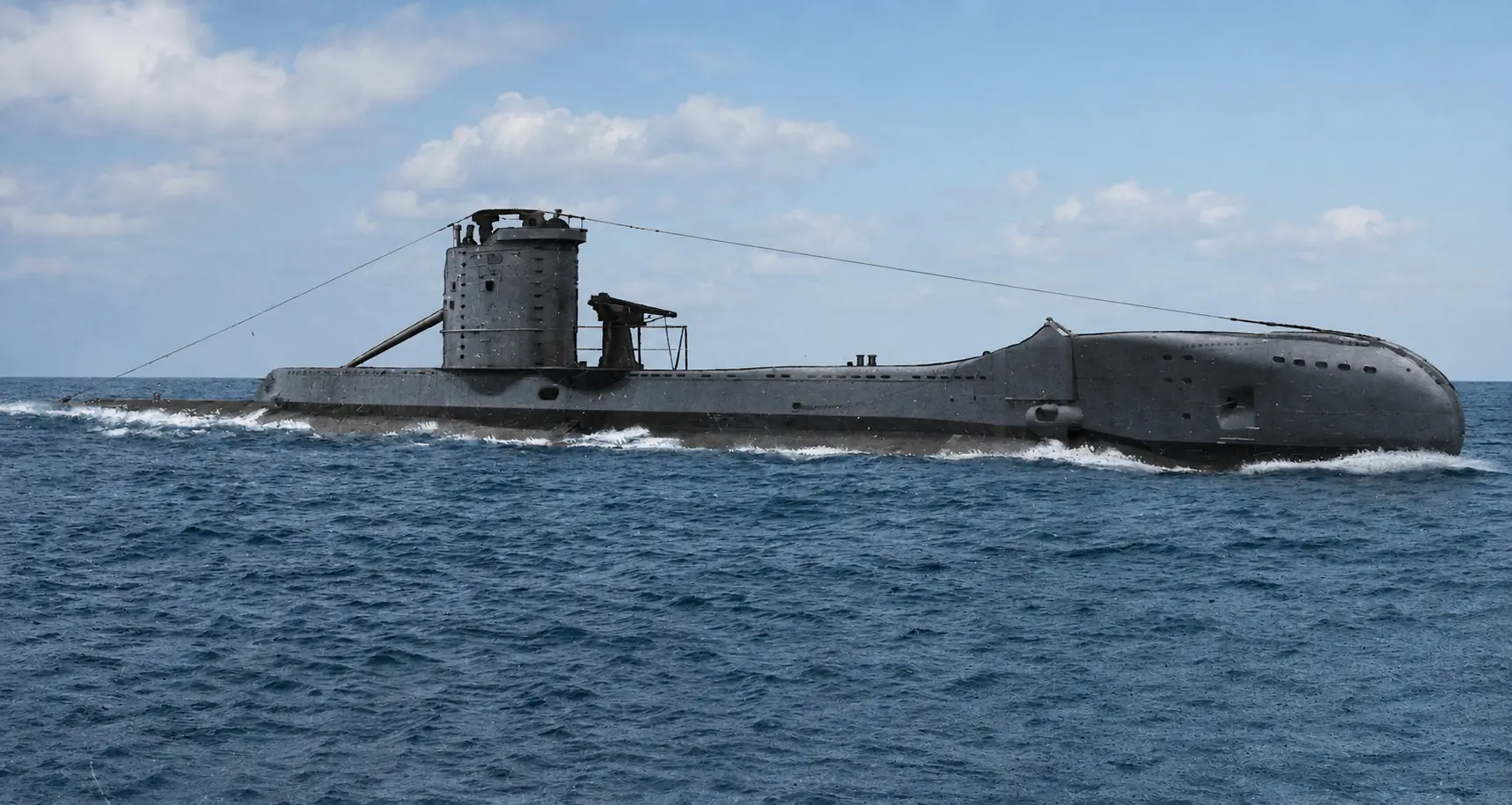 British submarine HMS Upholder P37 sailing on the surface