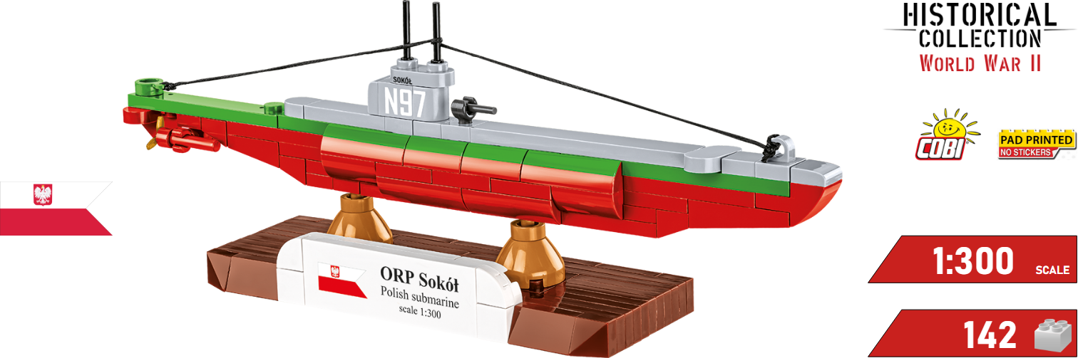 Poľská ponorka ORP SOKOL Cobi 4863 zostavený model