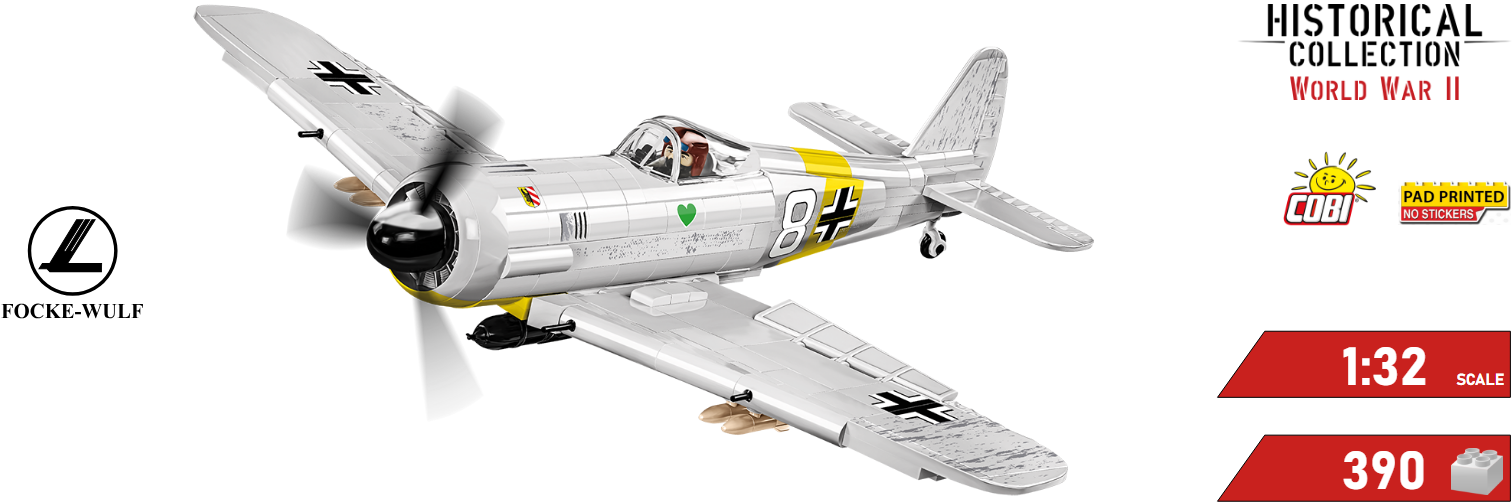 Sestevená stavebnice německého letadla Focke Wulf 190 COBI 5775