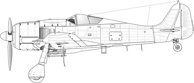 Technický nákres německého letadla FW 190
