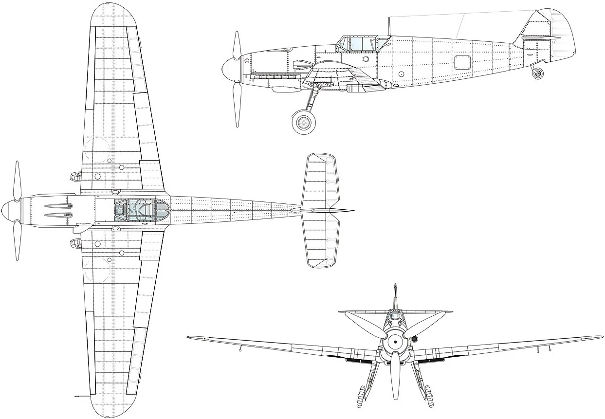 Nákres německého letadla Messerschmitt BF-109F COBI 5873 | COBIshop