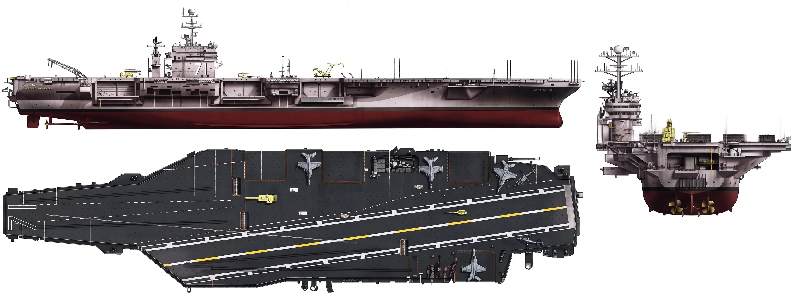 Technische Zeichnung des Schiffes USS Theodore Roosevelt COBI 5922