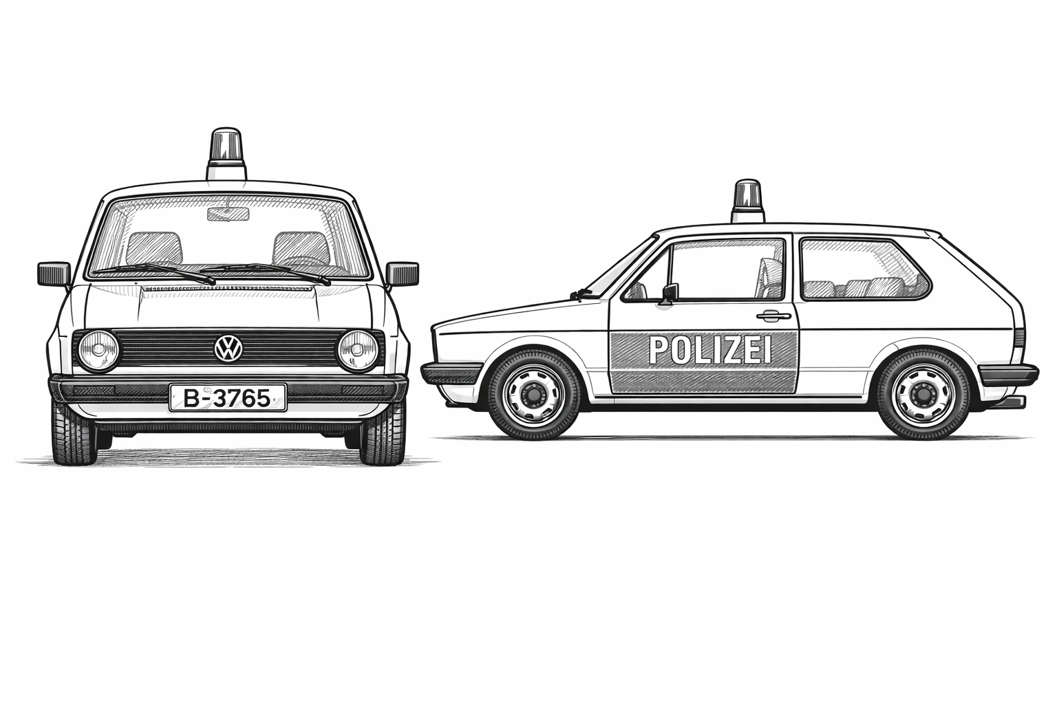 VW Golf (1974) Polizei COBI 24642 technical drawing | Cobishop.cz