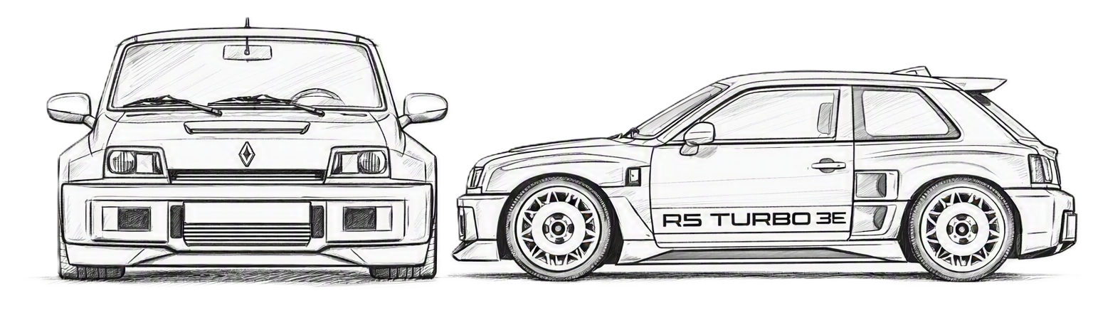 nákres vozu Renault 5 Turbo 3E